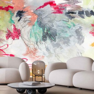 Sweeping Mountainscape - a wallpaper by CS&Co artist Lara Kruger, it is a colourful abstract painting.