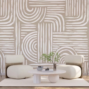 Back To Back - a wallpaper made up of various paint strokes on a solid background by Cara Saven Wall Design