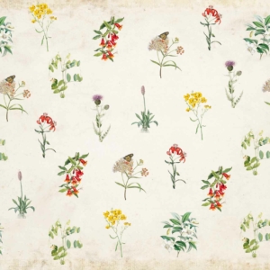 Scrapbook - a wallpaper made up of various flowers on a grunge background by Cara Saven Wall Design